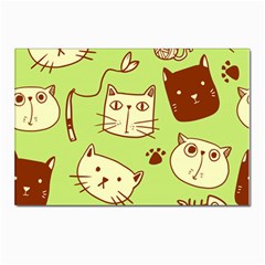 Cute-hand-drawn-cat-seamless-pattern Postcards 5  X 7  (pkg Of 10) by Jancukart