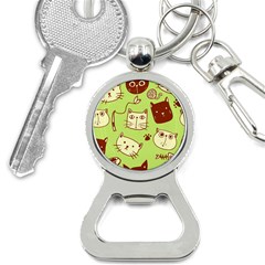 Cute-hand-drawn-cat-seamless-pattern Bottle Opener Key Chain