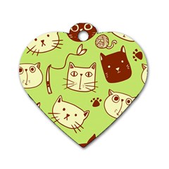 Cute-hand-drawn-cat-seamless-pattern Dog Tag Heart (one Side) by Jancukart