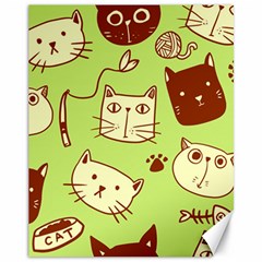 Cute-hand-drawn-cat-seamless-pattern Canvas 11  X 14 