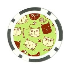 Cute-hand-drawn-cat-seamless-pattern Poker Chip Card Guard