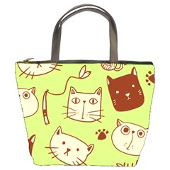 Cute-hand-drawn-cat-seamless-pattern Bucket Bag by Jancukart