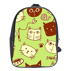 Cute-hand-drawn-cat-seamless-pattern School Bag (large) by Jancukart