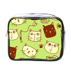 Cute-hand-drawn-cat-seamless-pattern Mini Toiletries Bag (one Side)