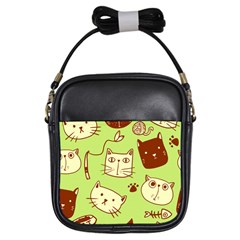 Cute-hand-drawn-cat-seamless-pattern Girls Sling Bag