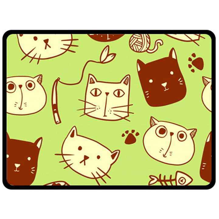 Cute-hand-drawn-cat-seamless-pattern Fleece Blanket (Large) 