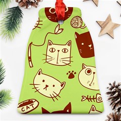 Cute-hand-drawn-cat-seamless-pattern Ornament (bell)