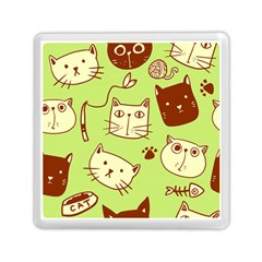 Cute-hand-drawn-cat-seamless-pattern Memory Card Reader (square)