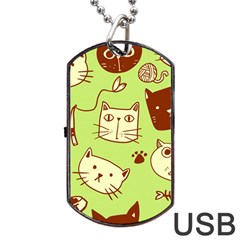 Cute-hand-drawn-cat-seamless-pattern Dog Tag Usb Flash (one Side) by Jancukart