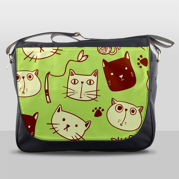 Cute-hand-drawn-cat-seamless-pattern Messenger Bag