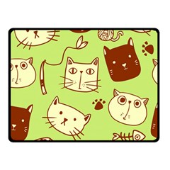 Cute-hand-drawn-cat-seamless-pattern Double Sided Fleece Blanket (small)  by Jancukart