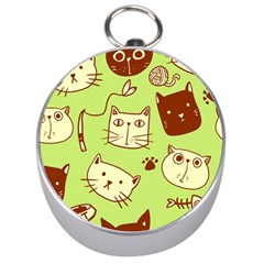 Cute-hand-drawn-cat-seamless-pattern Silver Compasses