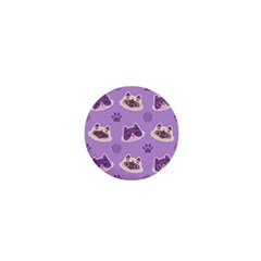 Cute-colorful-cat-kitten-with-paw-yarn-ball-seamless-pattern 1  Mini Buttons