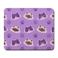 Cute-colorful-cat-kitten-with-paw-yarn-ball-seamless-pattern Large Mousepad