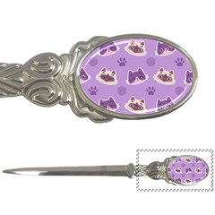 Cute-colorful-cat-kitten-with-paw-yarn-ball-seamless-pattern Letter Opener by Jancukart