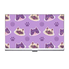 Cute-colorful-cat-kitten-with-paw-yarn-ball-seamless-pattern Business Card Holder