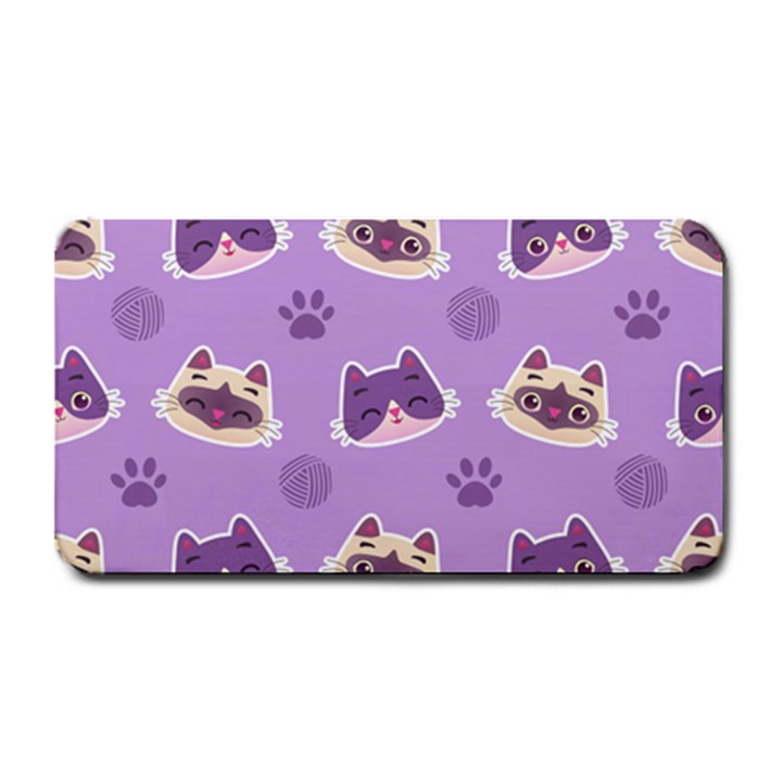 Cute-colorful-cat-kitten-with-paw-yarn-ball-seamless-pattern Medium Bar Mat