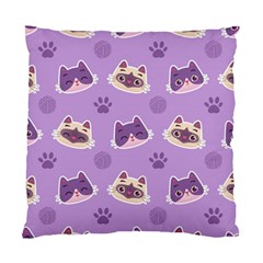 Cute-colorful-cat-kitten-with-paw-yarn-ball-seamless-pattern Standard Cushion Case (one Side) by Jancukart