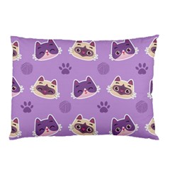 Cute-colorful-cat-kitten-with-paw-yarn-ball-seamless-pattern Pillow Case