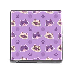 Cute-colorful-cat-kitten-with-paw-yarn-ball-seamless-pattern Memory Card Reader (square 5 Slot)