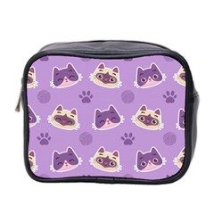 Cute-colorful-cat-kitten-with-paw-yarn-ball-seamless-pattern Mini Toiletries Bag (two Sides)