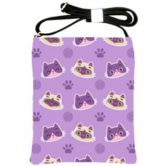 Cute-colorful-cat-kitten-with-paw-yarn-ball-seamless-pattern Shoulder Sling Bag