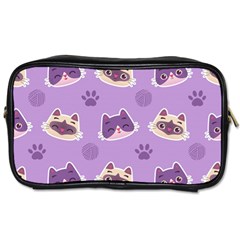 Cute-colorful-cat-kitten-with-paw-yarn-ball-seamless-pattern Toiletries Bag (one Side)