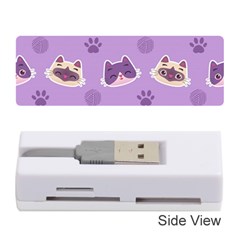 Cute-colorful-cat-kitten-with-paw-yarn-ball-seamless-pattern Memory Card Reader (stick)