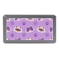 Cute-colorful-cat-kitten-with-paw-yarn-ball-seamless-pattern Memory Card Reader (mini) by Jancukart