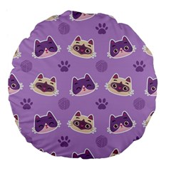 Cute-colorful-cat-kitten-with-paw-yarn-ball-seamless-pattern Large 18  Premium Flano Round Cushions