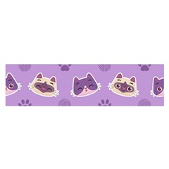 Cute-colorful-cat-kitten-with-paw-yarn-ball-seamless-pattern Oblong Satin Scarf (16  X 60 )