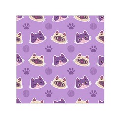 Cute-colorful-cat-kitten-with-paw-yarn-ball-seamless-pattern Square Satin Scarf (30  X 30 )