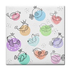 Cartoon-bird-cute-doodle-bird Tile Coaster by Jancukart