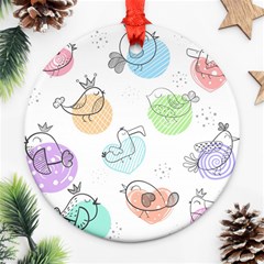 Cartoon-bird-cute-doodle-bird Ornament (round)