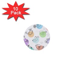 Cartoon-bird-cute-doodle-bird 1  Mini Buttons (10 Pack) 