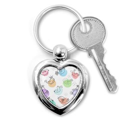 Cartoon-bird-cute-doodle-bird Key Chain (heart) by Jancukart