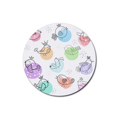 Cartoon-bird-cute-doodle-bird Rubber Round Coaster (4 Pack) by Jancukart