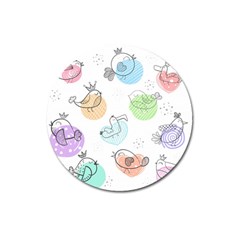 Cartoon-bird-cute-doodle-bird Magnet 3  (round)