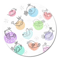 Cartoon-bird-cute-doodle-bird Magnet 5  (round) by Jancukart