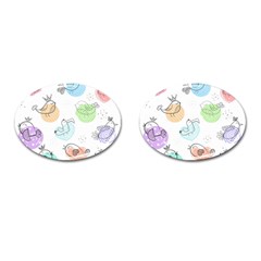 Cartoon-bird-cute-doodle-bird Cufflinks (oval)