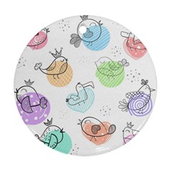 Cartoon-bird-cute-doodle-bird Round Ornament (two Sides)