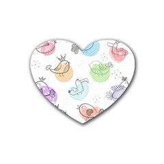 Cartoon-bird-cute-doodle-bird Rubber Coaster (heart) by Jancukart