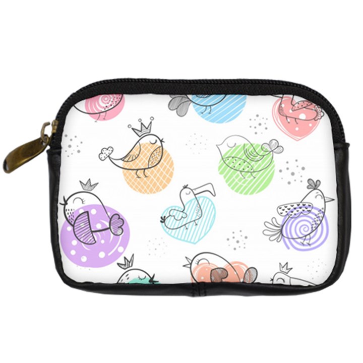 Cartoon-bird-cute-doodle-bird Digital Camera Leather Case