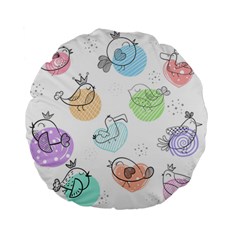 Cartoon-bird-cute-doodle-bird Standard 15  Premium Flano Round Cushions