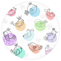 Cartoon-bird-cute-doodle-bird Round Trivet