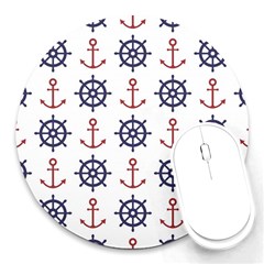 Nautical-seamless-pattern Round Mousepad