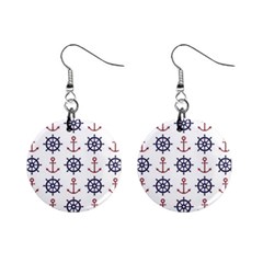 Nautical-seamless-pattern Mini Button Earrings