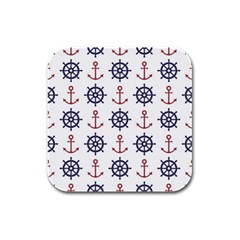 Nautical-seamless-pattern Rubber Square Coaster (4 Pack)