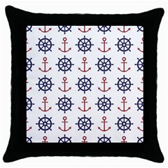 Nautical-seamless-pattern Throw Pillow Case (black)