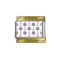 Nautical-seamless-pattern Gold Trim Italian Charm (9mm)